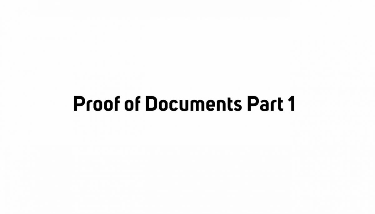 Proof of Documents Part 1